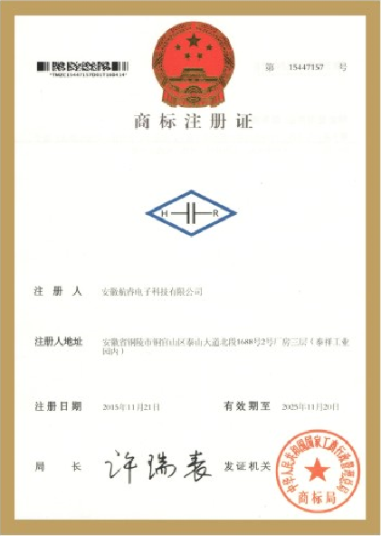 Trademark registration certificate